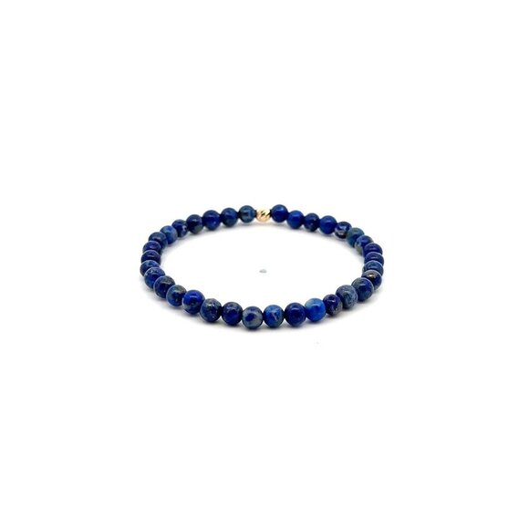 Natural Lapis Gemstone Mini 4mm 18K Bar Faceted Charm Bead September Birthstone - Picture 5 of 5